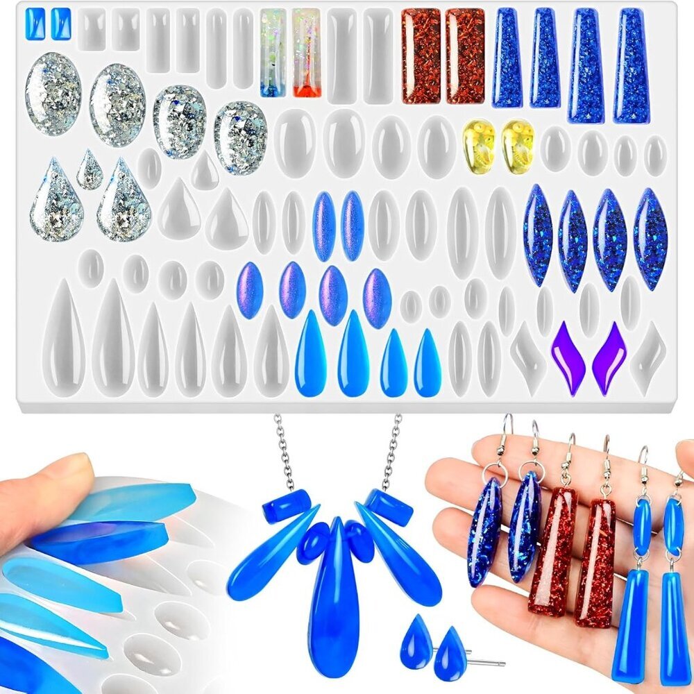 Resin Earring Molds, 41 Paired Shapes Stud Earring Silicone Molds for Epoxy Resi